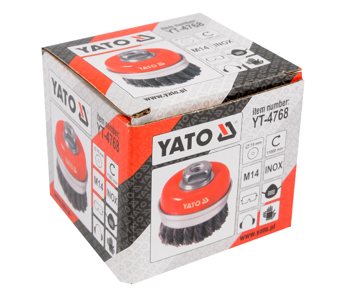 Yato YT-4768 75mm Twist Inox Wire Cup Brush - Red and Silver - Zoom Image 2