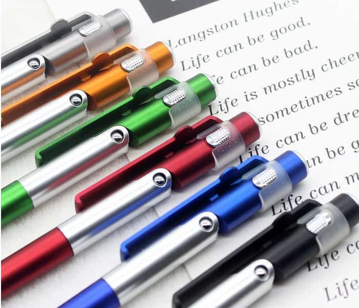 OEM Foldable Ballpoint Pen with Mobile Holder and LED Light - Red - Zoom Image 4