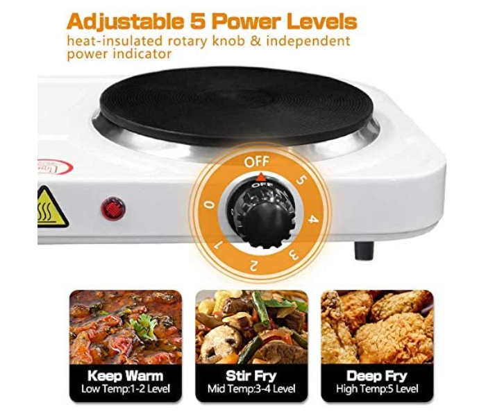 Impex HP 202 2500W Stainless Steel Electric Double Hot Plate with Auto Thermostat Overheat Protection - White - Zoom Image 4