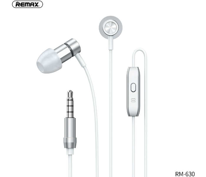 Remax RM-630 Metal Earphone for Music and Call - Silver - Zoom Image 1