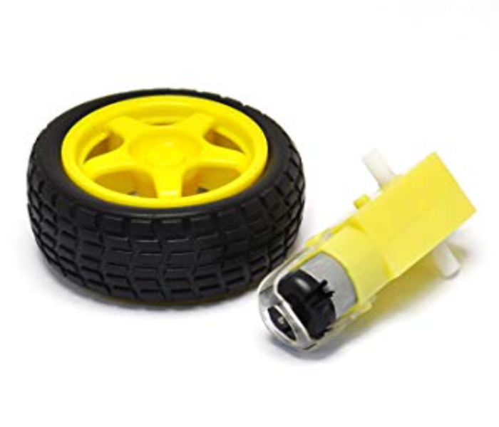 Arduino DC 3-6V Smart Robot Car Tyre Wheel Gear Motor Set - Black and Yellow - Zoom Image