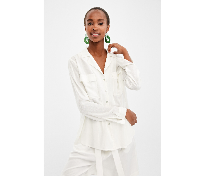 Springfield 679626597 Size 38 Long Sleeve Blouse for Women - White - Zoom Image 2