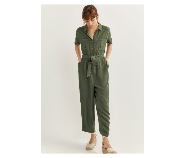 Springfield 683733628 Large Cotton Jumpsuit for Women - Green - Zoom Image 1