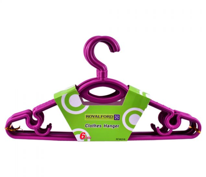 Royalford RF982-H6 6 Pieces Plastic Hanger Set - Purple - Zoom Image