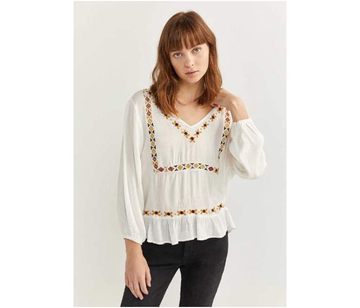 Springfield 679751296 Size 36 Long Sleeve Blouse for Women - Ivory - Zoom Image 1