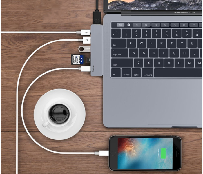 Wiwu T08G USB Type-C 7 In 1 Hub Aluminum Case - Grey - Zoom Image 6