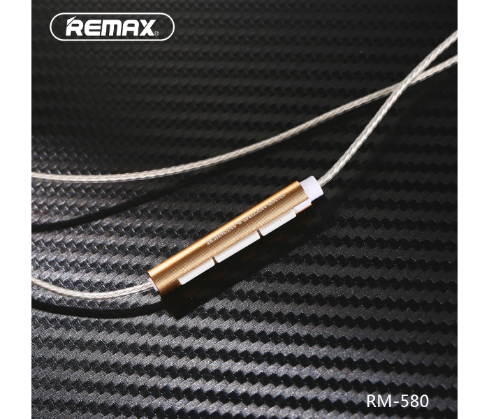 Remax RM-580 Double Moving Coil Wired Earphone - Gold - Zoom Image 5