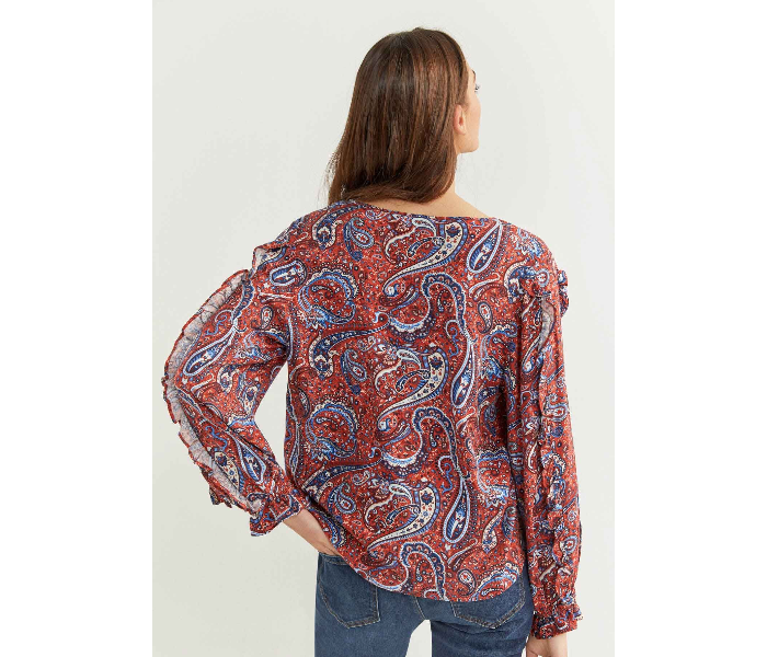 Springfield 679737766 Size 38 Long Sleeve Blouse for Women - Orange - Zoom Image 2