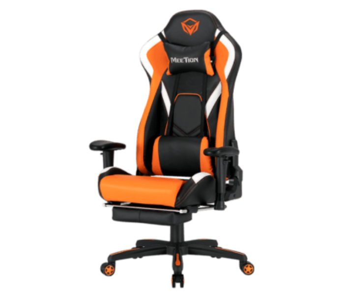 Meetion MT-CHR22 Neck And Back Cushion Fully Featured Reclining Gaming Chair With Footrest - Black And Orange  - Zoom Image 5