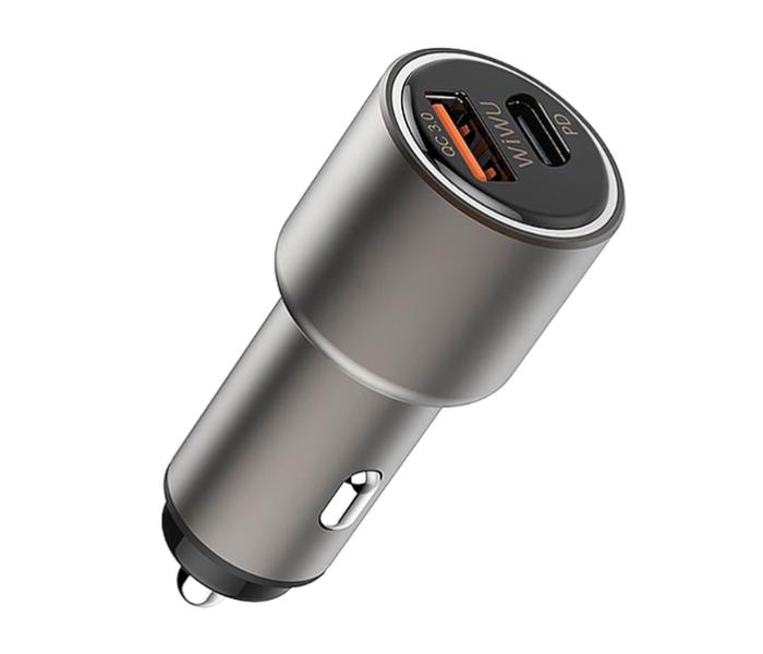 Wiwu PC100 Type-C Quick Charge Car Charger - Grey - Zoom Image 1