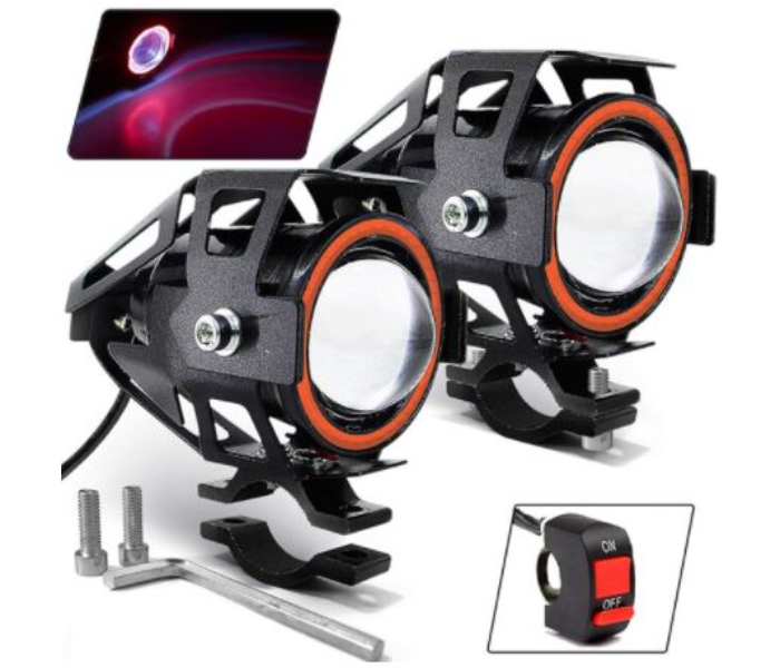 Nlpearl 2 Piece 125W Angel Eye U7 Headlights - Red - Zoom Image