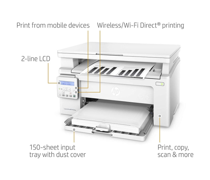 HP LaserJet Pro M130NW All-in-One Wireless Laser Printer - White - Zoom Image 2