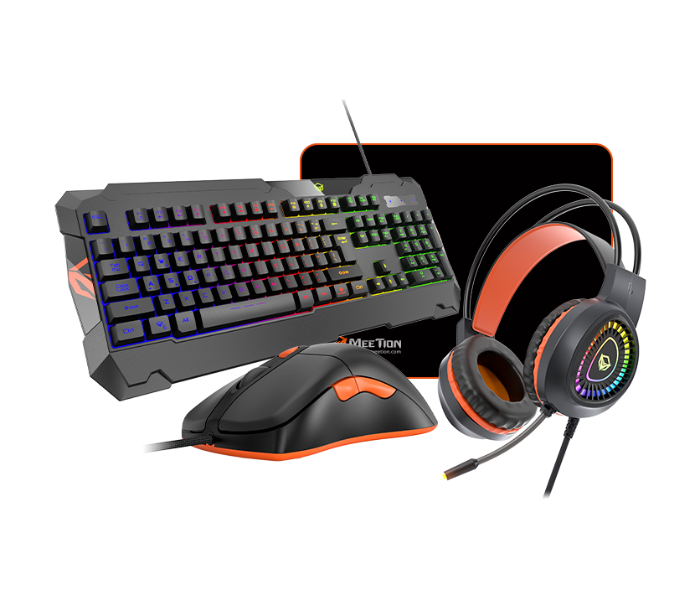 Meetion MT-C505 Gaming Mouse Keyboard and Headset Combo with Mouse Pad - Black - Zoom Image 1