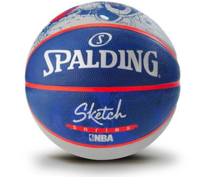 Spalding Size 7 Sketch Series Unisex Rubber Basketball - Blue and Red - Zoom Image 2