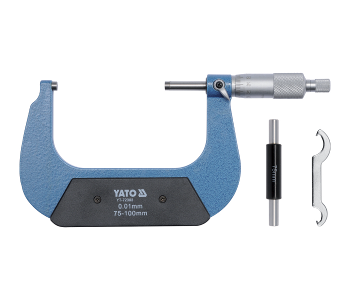 Yato YT-72303 75-100mm Mechanical Micrometer - Black and Blue - Zoom Image 1