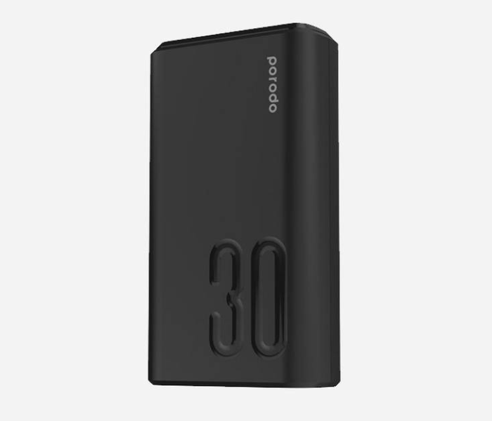 Porodo PD-3094-BK Portable 30000mAh 20W with USB-C PD Input and Output Power Delivery Quick Charge 3.0 Touch Sensor Power Button Powerbank - Black - Zoom Image 2