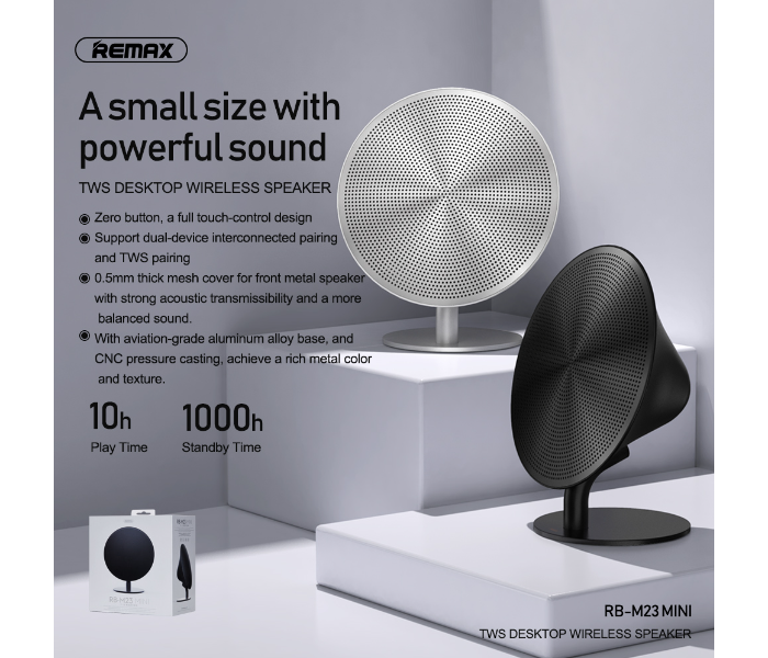 Remax RB-M23 Mini TWS Wireless Desktop Speaker - Black - Zoom Image 3