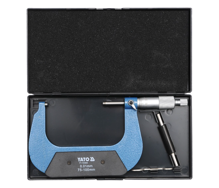 Yato YT-72303 75-100mm Mechanical Micrometer - Black and Blue - Zoom Image 2