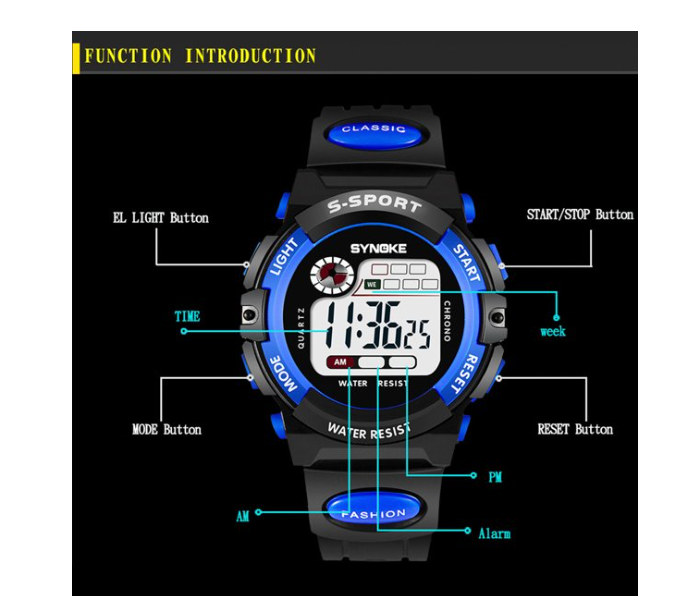 E-Shock Kids LED Watch Digital Electronic Casual Sports Watch -Blue - Zoom Image 2