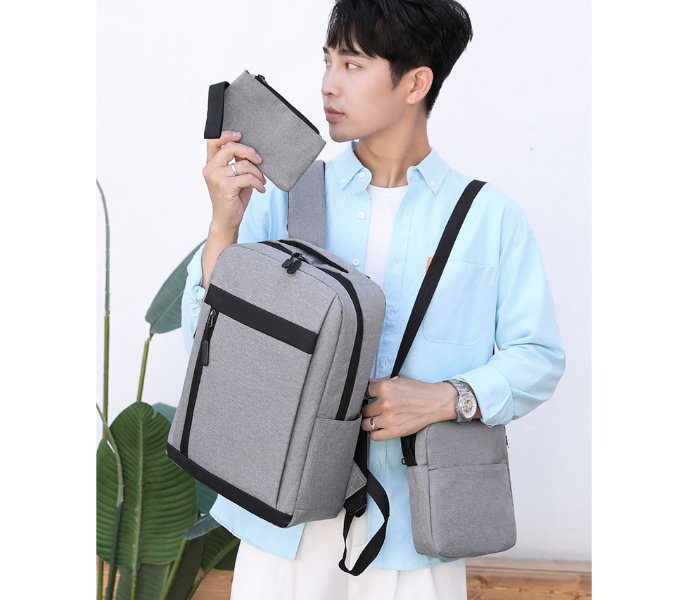 FN Unisex 3 Piece Business Laptop Backpack - Grey - Zoom Image 2