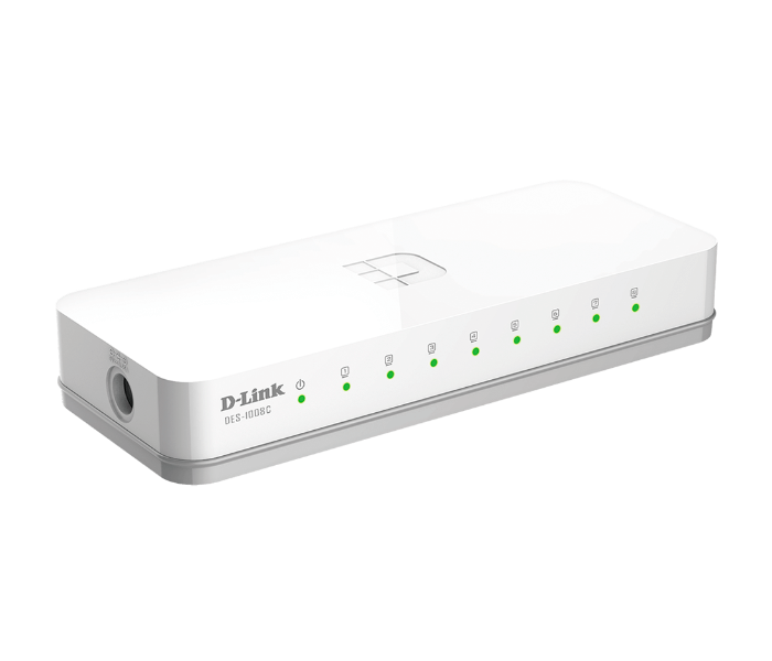 D-Link DES-1008C 8 Port Switch - White - Zoom Image 2