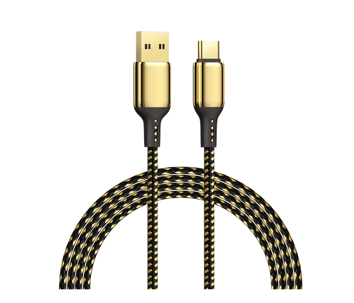 Wiwu GD-10112M 20W Gd-101 USB To Type-C 18K Golden Data Cable - Black and Gold - Zoom Image