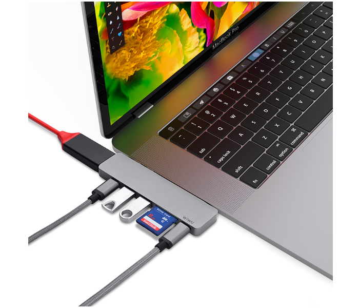 Wiwu T08G USB Type-C 7 In 1 Hub Aluminum Case - Grey - Zoom Image 4