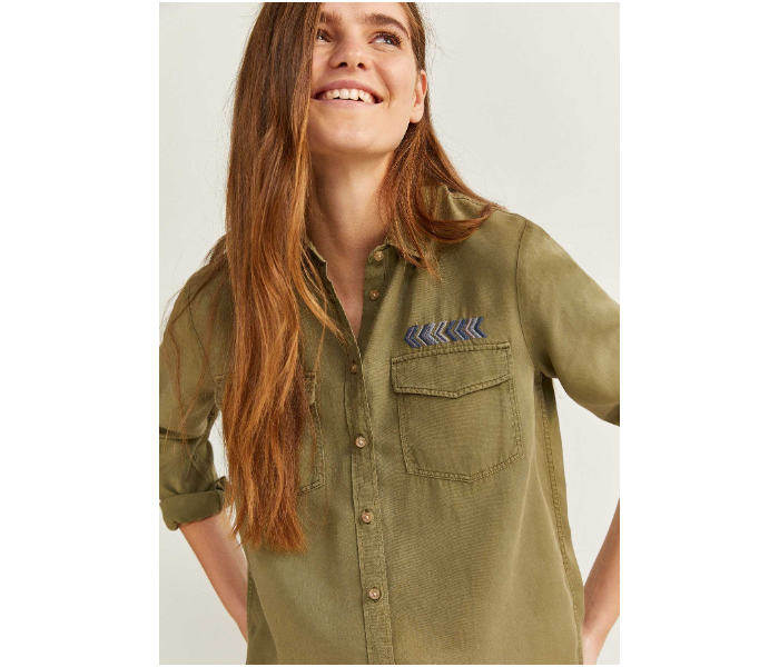 Springfield 679970125 Size 34 Long Sleeve Blouse for Women - Green - Zoom Image 2