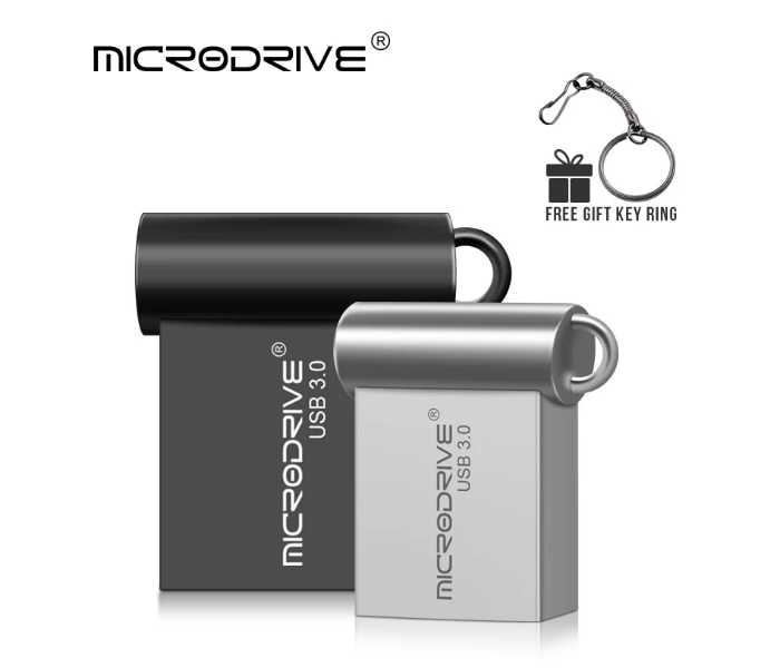 Microdrive 64GB Waterproof High Speed USB 3.0 Metal Flash Drive with Key Ring - Black - Zoom Image 1