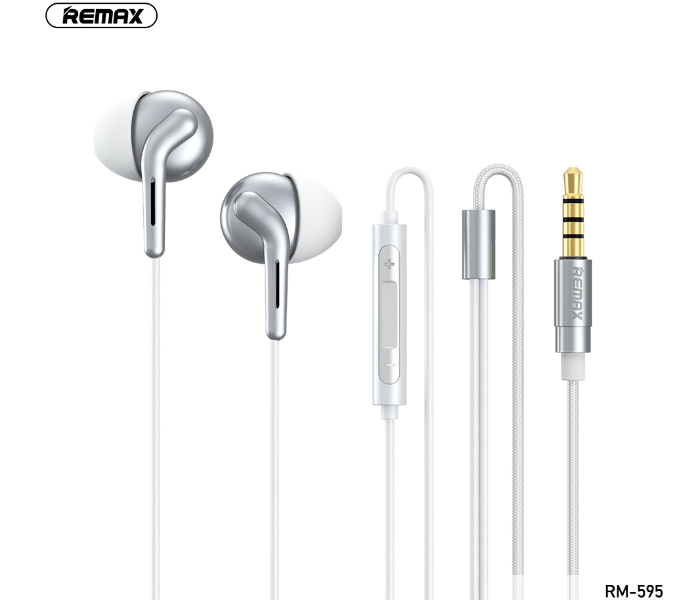 Remax RM-595 Dual Moving Coil Wired Earphone - Silver - Zoom Image 1