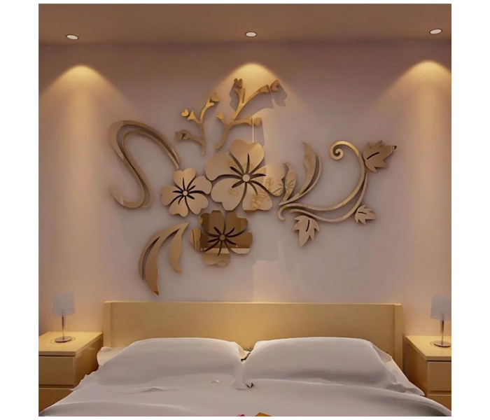 OEM Waterproof Flower Vine Self Adhesive Wall Sticker - Gold - Zoom Image 2