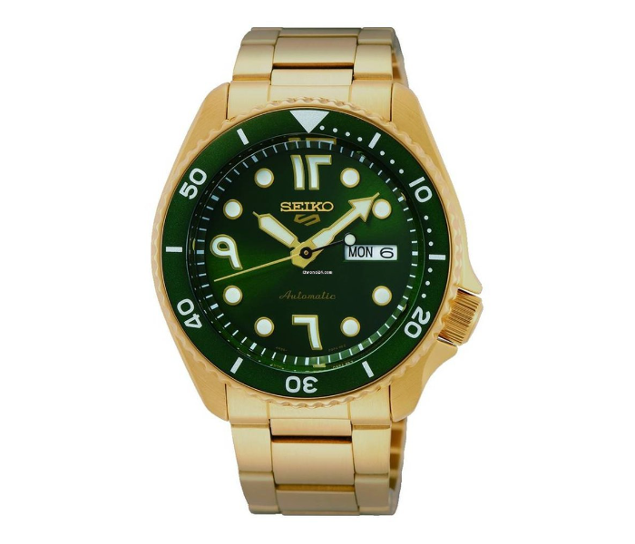 Seiko SRPF90K1 Automatic Green Arabic Dial Stainless Steel Watch for Men - Gold - Zoom Image