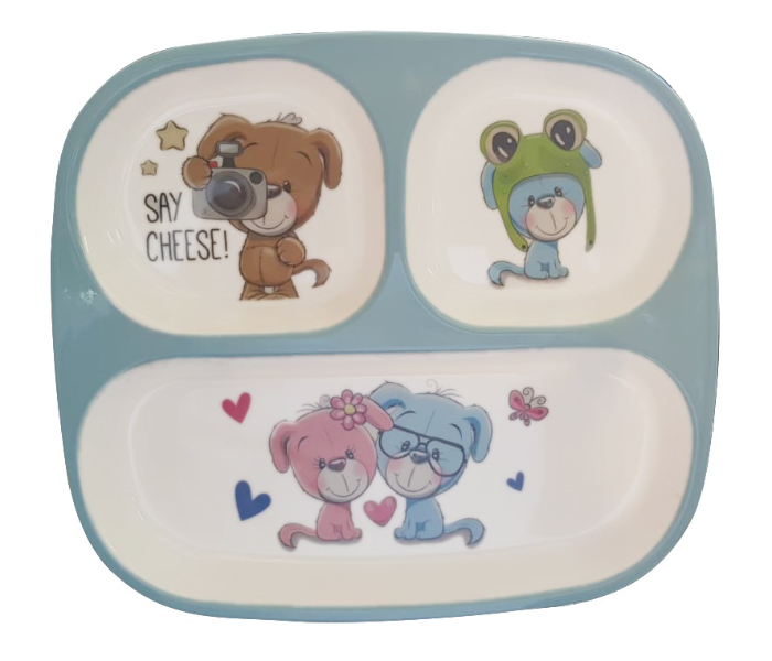 Gitco GIT2926 Kids Rectangle Plate - White and Blue - Zoom Image