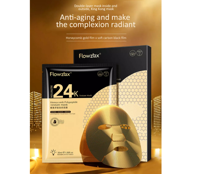 Flowziax 5 Piece Honeycomb 24k Gold Collagen Polypeptide Texture Face Mask - Zoom Image 3