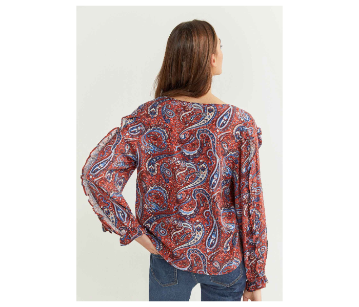 Springfield 679737766 Size 40 Long Sleeve Blouse for Women - Orange - Zoom Image 2