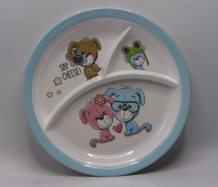 Gitco GIT2927 23cm Kids Round Dinner Plate - White and Blue - Zoom Image 2