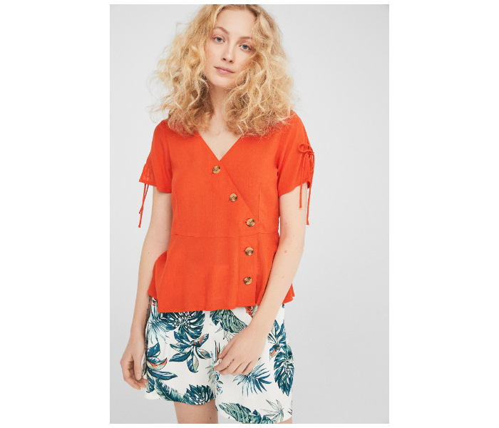 Springfield 681547264 Size 34 Short Sleeve Blouse for Women - Orange - Zoom Image 1