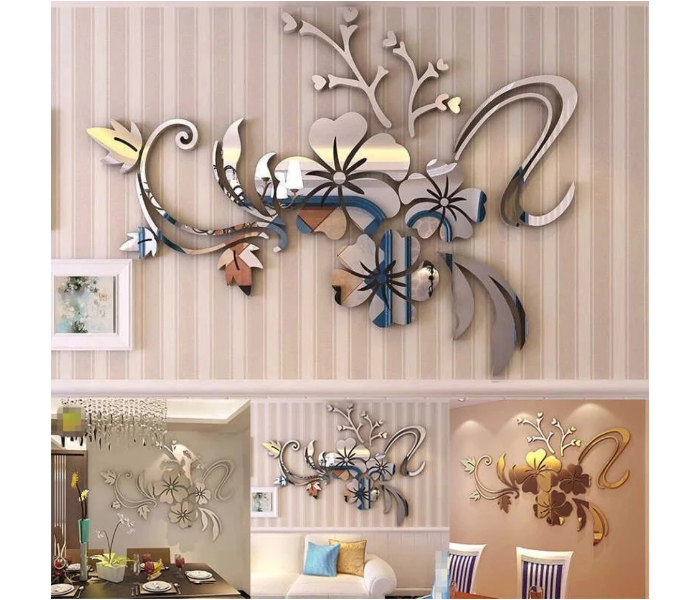 OEM Waterproof Flower Vine Self Adhesive Wall Sticker - Silver - Zoom Image 2