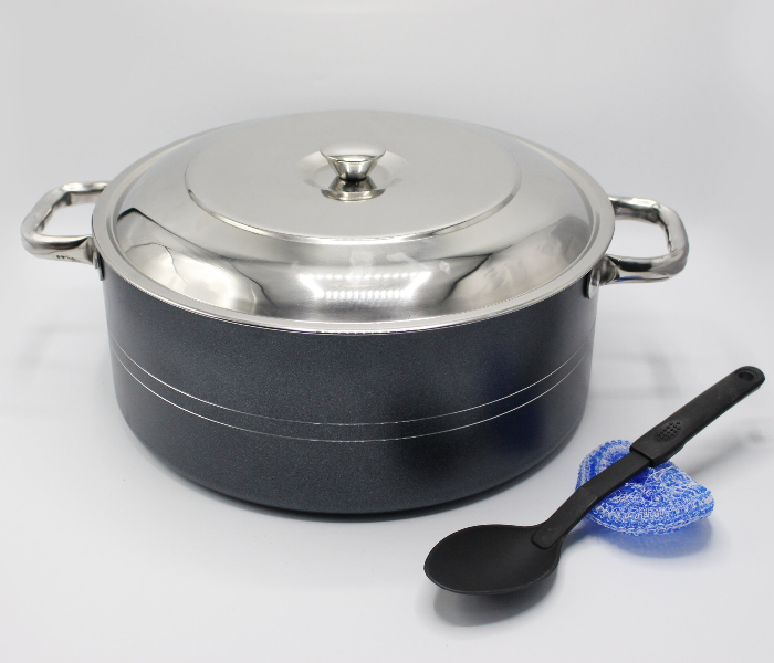 Gitco GIT2439 Suruchi Classica Non-Stick 20cm Biriyani Pot With Lid-Grey and Silver - Zoom Image