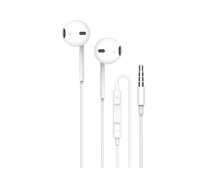 Porodo PD-STAEP-WH Soundtec Stereo Earphones 3.5mm Aux Connector with High-Clarify Mic -White - Zoom Image