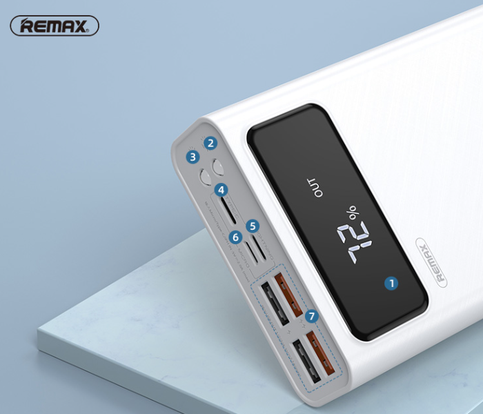 Remax RPP-112 Mengine Series 30000mAh 4 USB Power Bank - White - Zoom Image 1