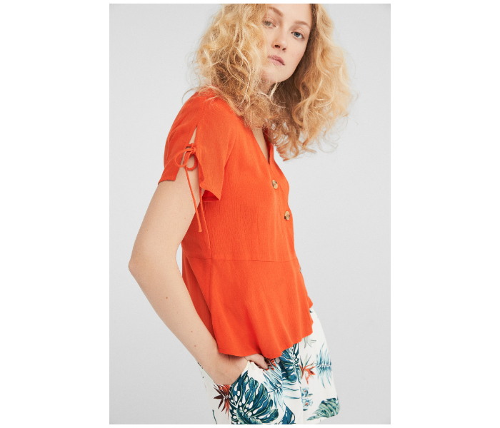 Springfield 681547264 Size 38 Short Sleeve Blouse for Women - Orange - Zoom Image 2