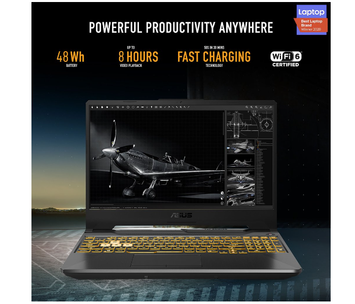 Asus TUF Gaming FX506HCB-HN1138T 15.6 Inch FHD Intel Core i5 11400H Processor 8GB RAM 512GB SSD 4GB NVIDIA GeForce RTX 3050 Graphics Windows 10 - Grey - Zoom Image 3