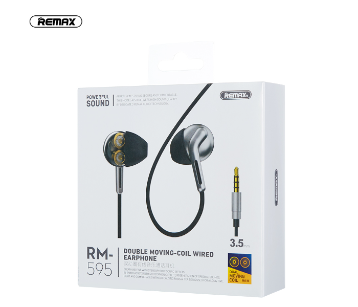 Remax RM-595 Dual Moving Coil Wired Earphone - Blue - Zoom Image 3