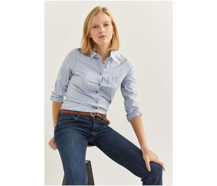 Springfield 679926417 Size 36 Long Sleeve Shirt Shirt for Women - Light Blue - Zoom Image 2