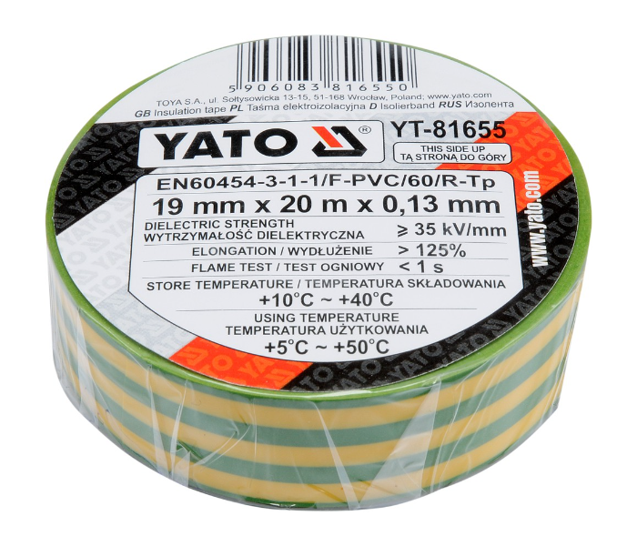 Yato YT-81655 20 Meter PVC Electrical Insulation Tape - Green and Yellow - Zoom Image 2