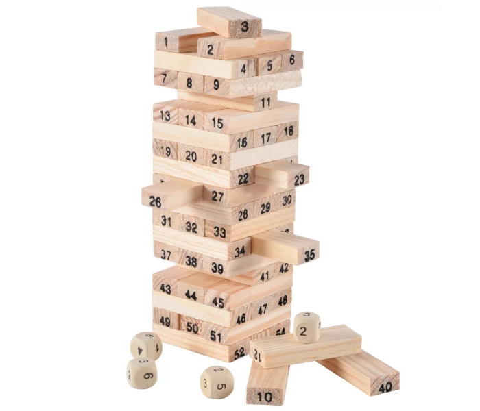 OEM 54 Piece Educational Wooden Stacking Tumbling Tower Blocks - Brown - Zoom Image 2