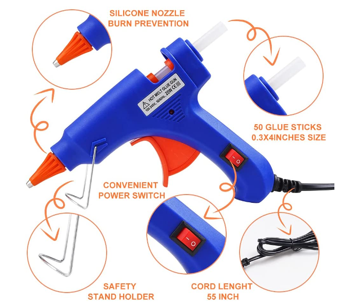 Removable Hot Glue Gun with 50 Glue Sticks -Blue - Zoom Image 2