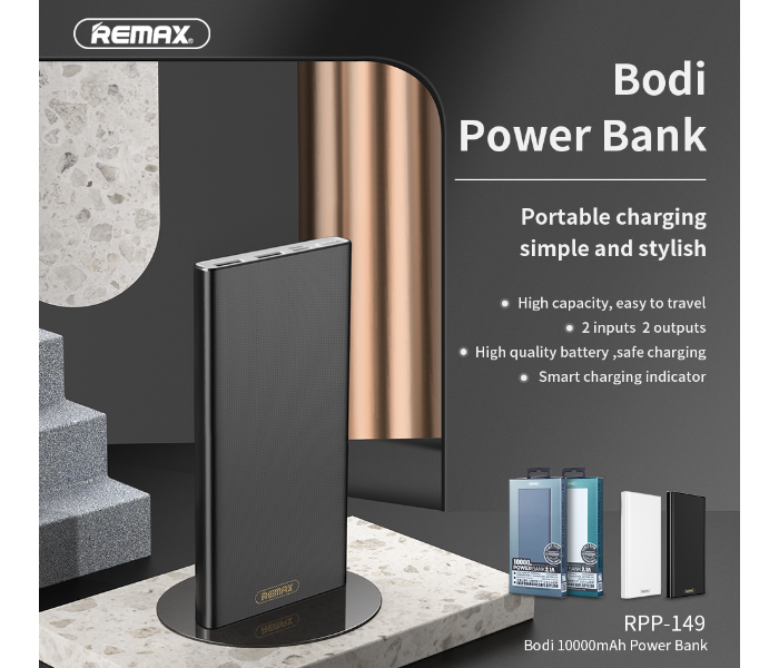 Remax RPP-149 Bodi Series 10000mAh 2 USB Power Bank - White - Zoom Image 2