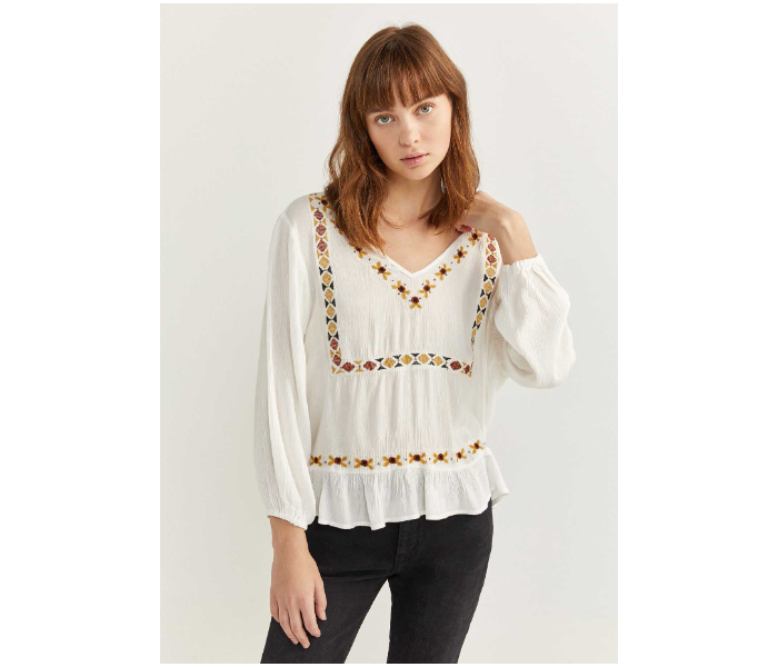 Springfield 679751296 Size 34 Long Sleeve Blouse for Women - Ivory - Zoom Image 1